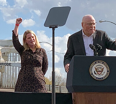 AFSCME’s Saunders marches with Vice President Harris for voting rights