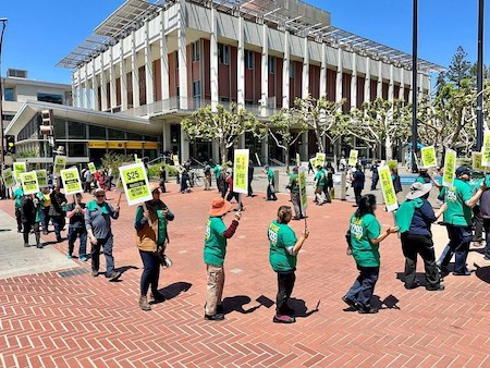 In statewide rallies, University of California workers protest short staffing, low pay
