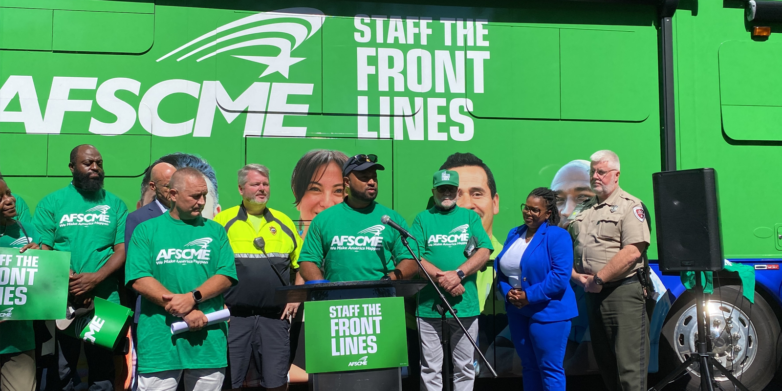 Boston is today’s stop for the Staff the Front Lines bus tour  