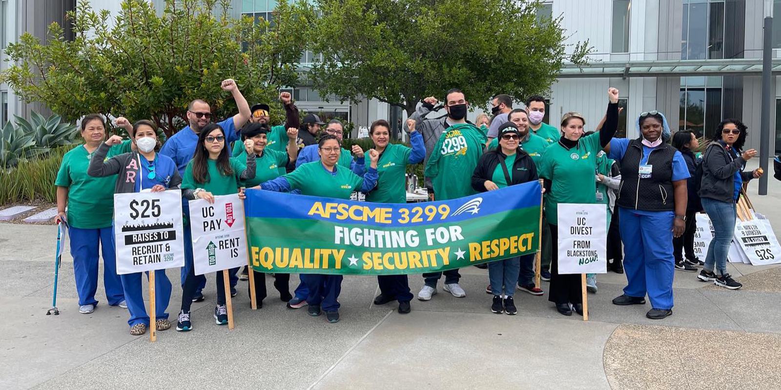 In statewide rallies, University of California workers protest short staffing, low pay 