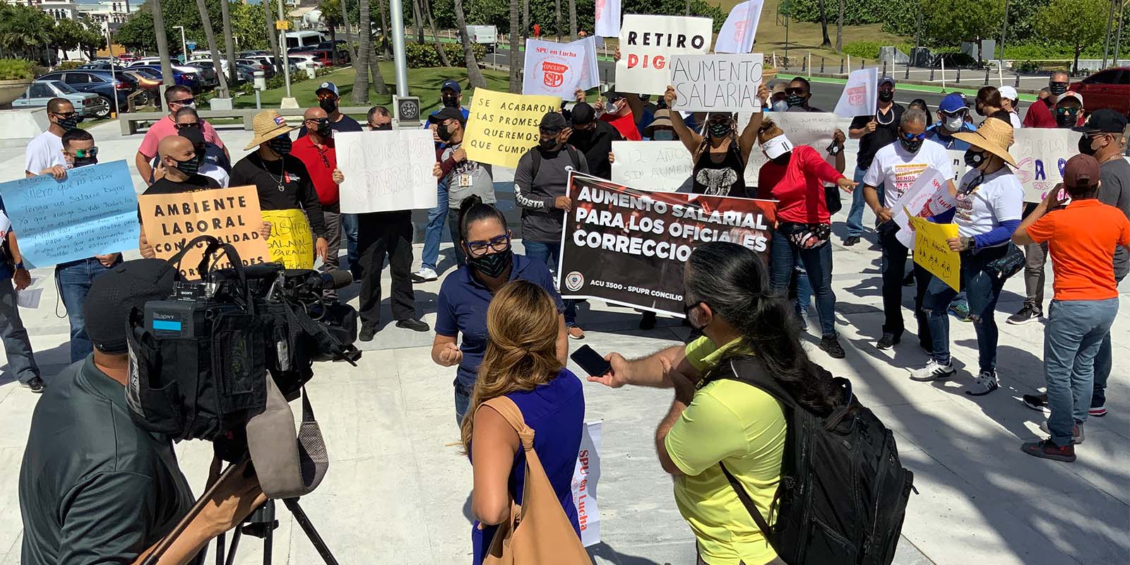 Correctional officers in Puerto Rico hold a rally to demand wage fairness