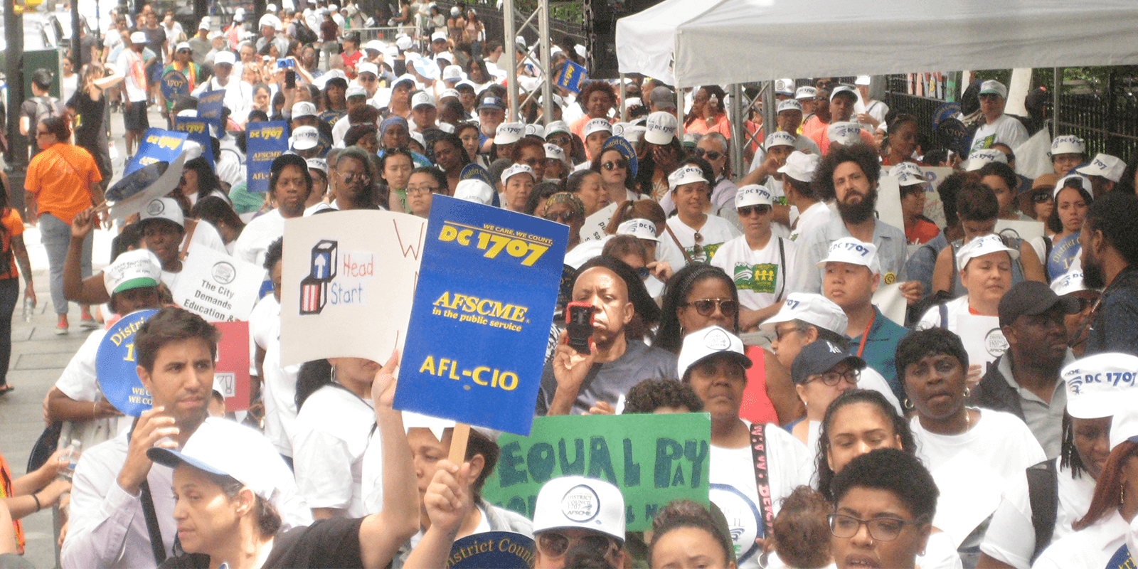 Unionized Child Care Workers March Up ‘Canyon Of Heroes’ Demanding Wage Equality