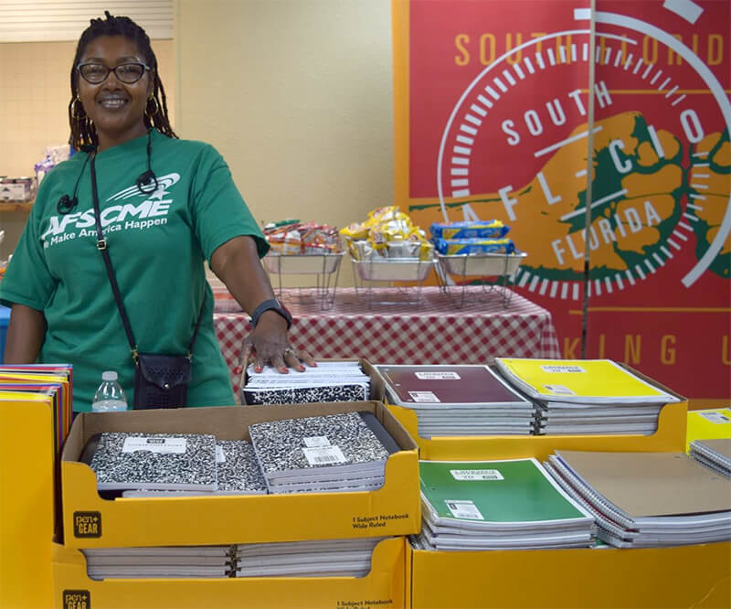 Hundreds of Florida Students Receive Back-to-School Supplies from AFSCME